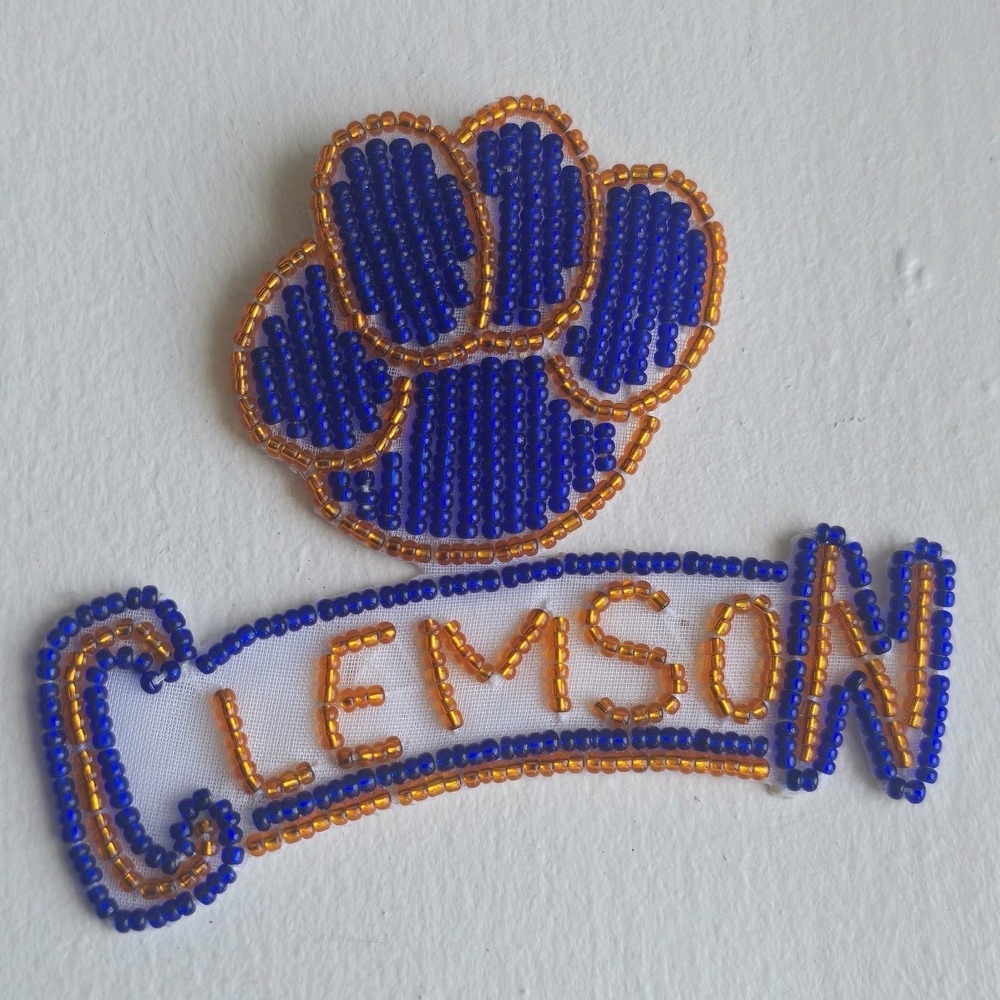 Clemson Tigers Football‎ Sequin Beaded Embroidered Patch Orange Blue NCAA